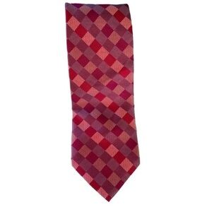 NEW Henry Grethel Silk Necktie Red and Blue Geometric Plaid